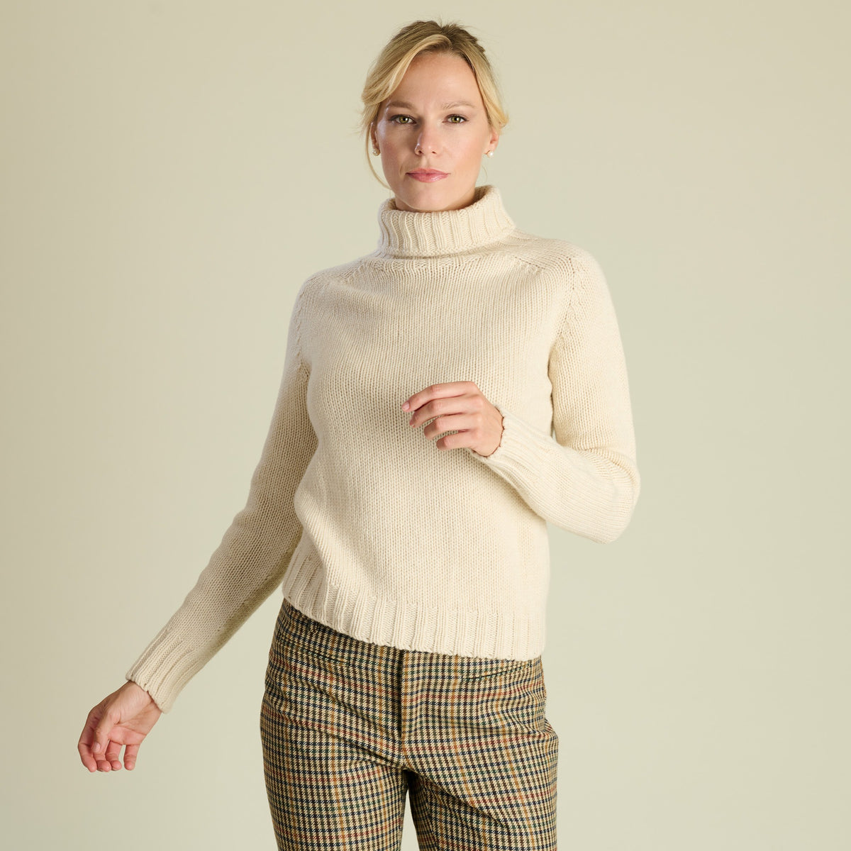 Cream Chunky Wool Roll Neck Jumper