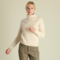 Cream Chunky Wool Roll Neck Jumper