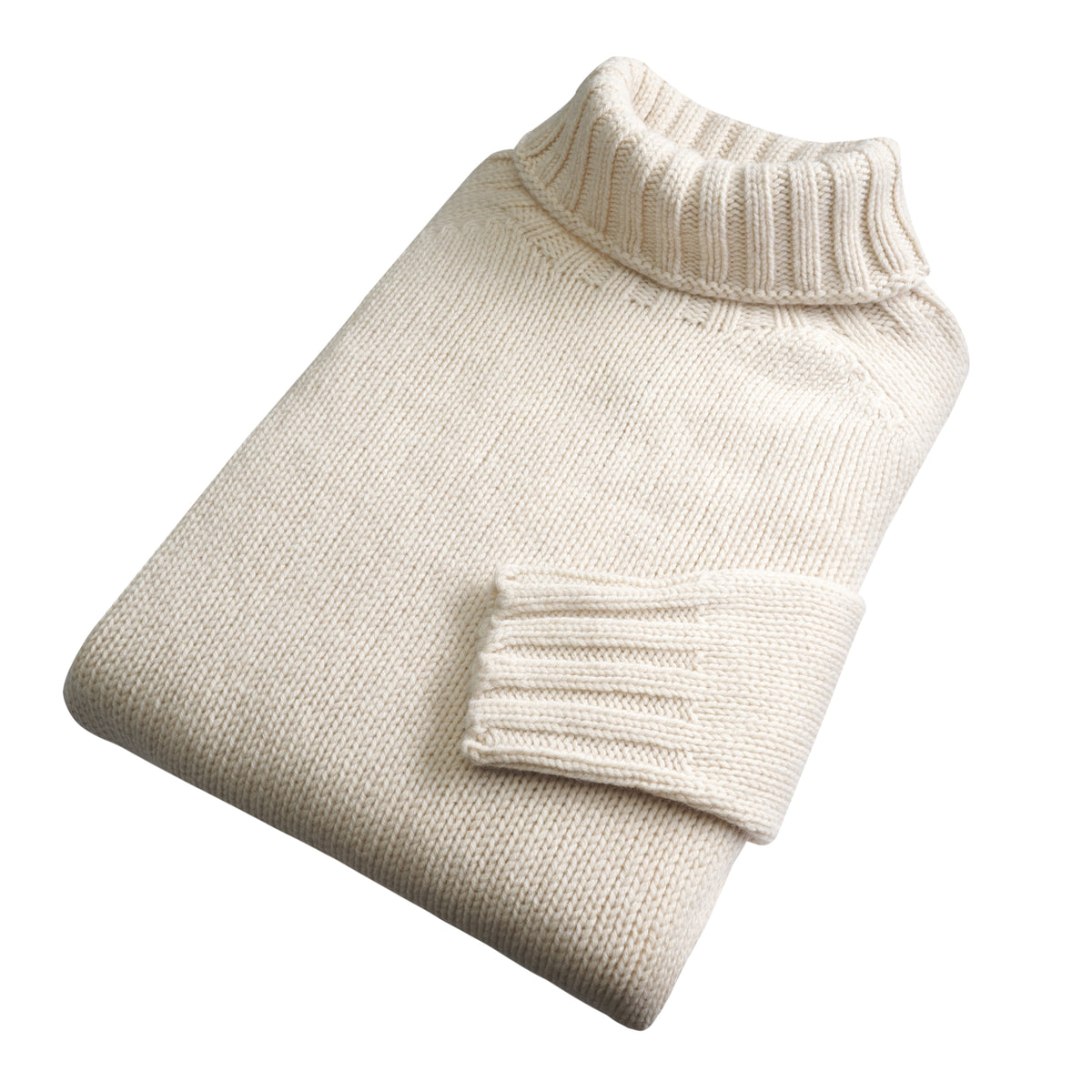 Cream Chunky Wool Roll Neck Jumper