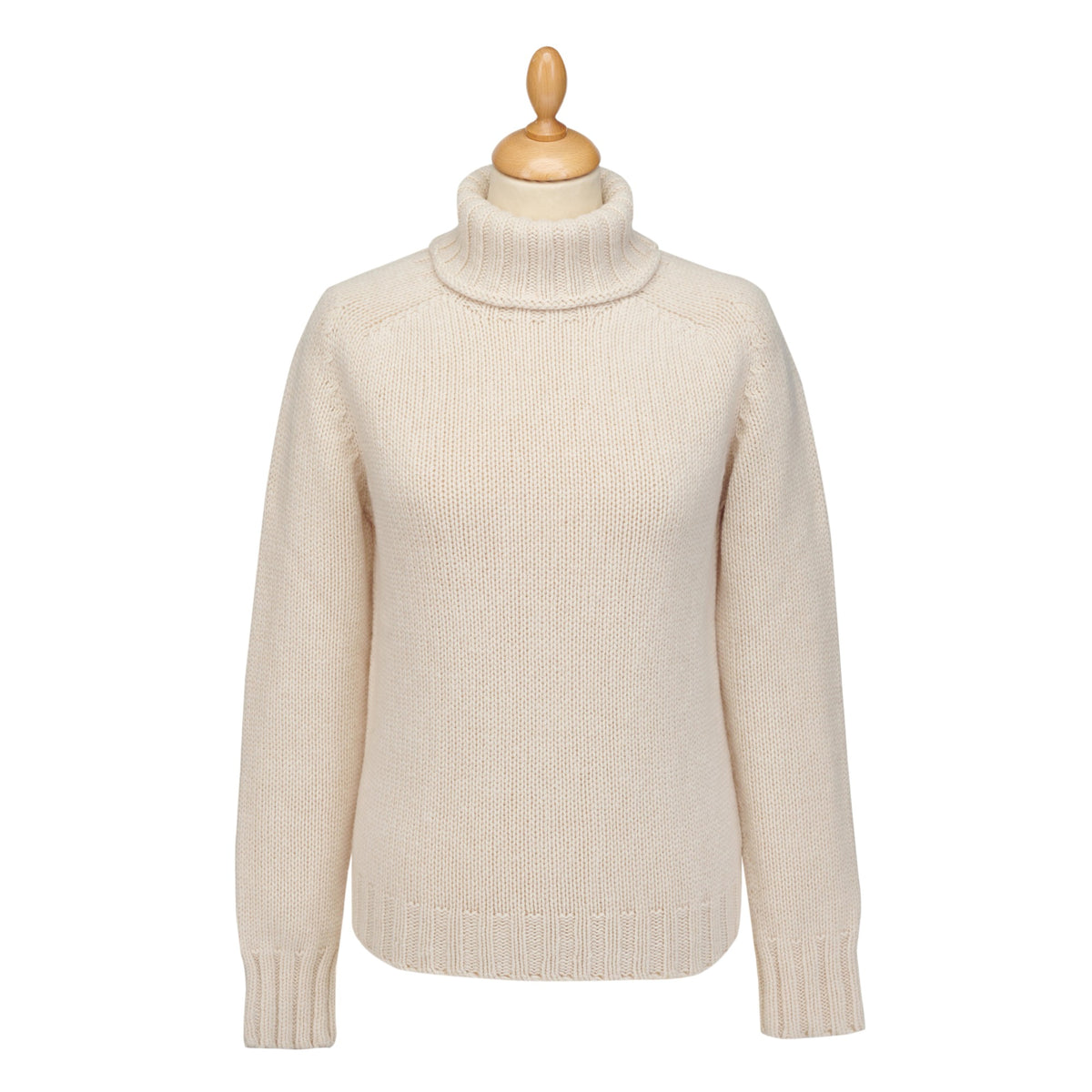Cream Chunky Wool Roll Neck Jumper