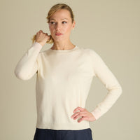 Cream Lambswool and Cashmere Poppy Crew