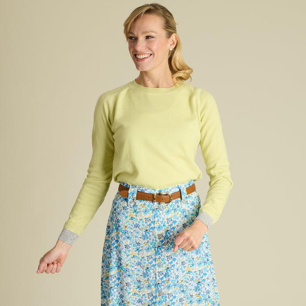 Soft Green Lambswool Cashmere Crew Neck Jumper