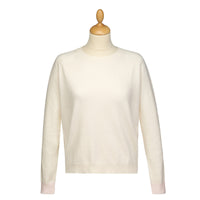 Cream Lambswool and Cashmere Poppy Crew