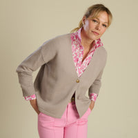 Taupe Lambswool & Cashmere Button Cardigan