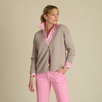 Taupe Lambswool & Cashmere Button Cardigan