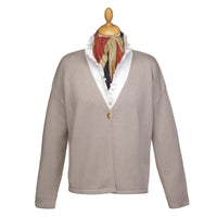 Taupe Lambswool & Cashmere Button Cardigan