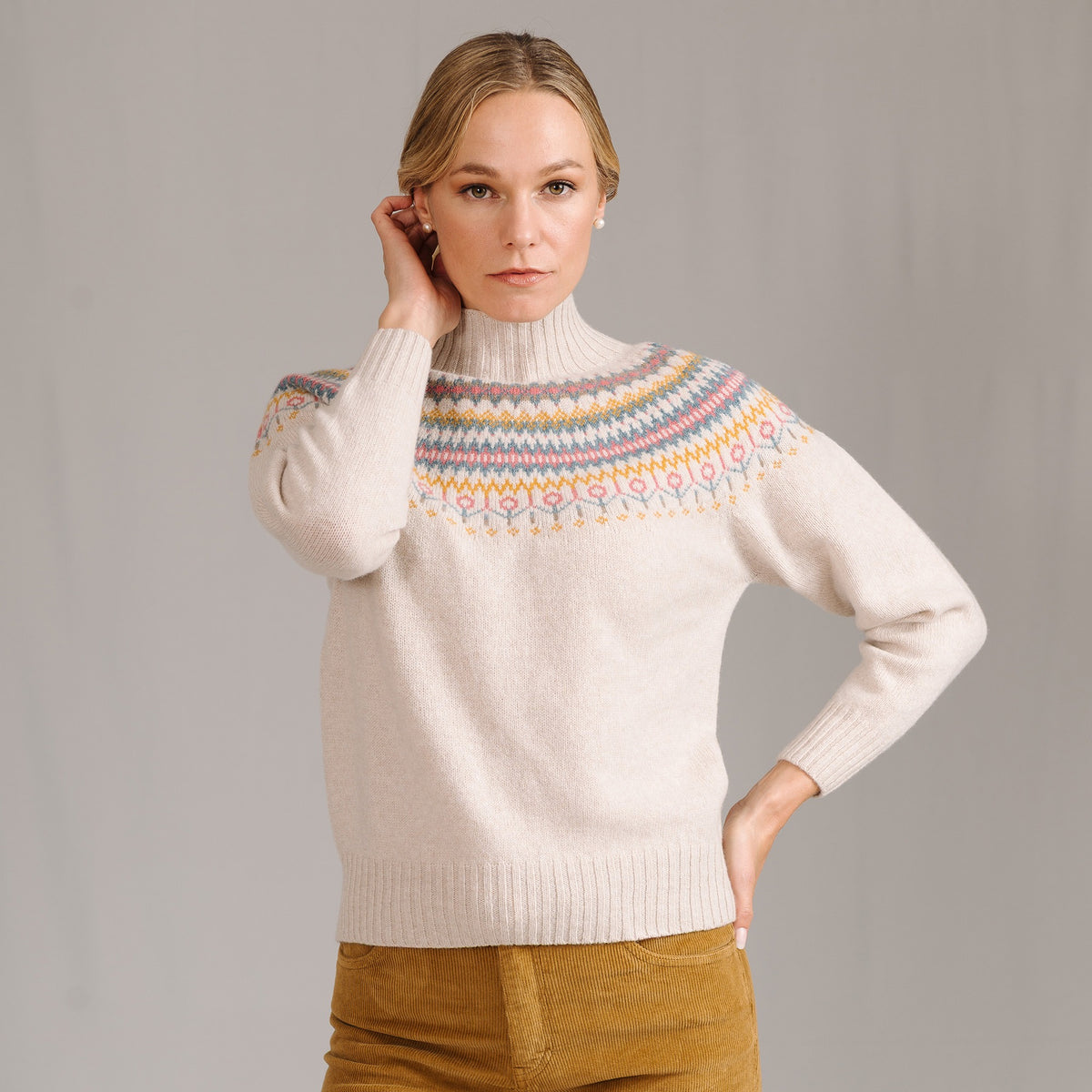 Cream Mock Turtle Fairisle Sweater