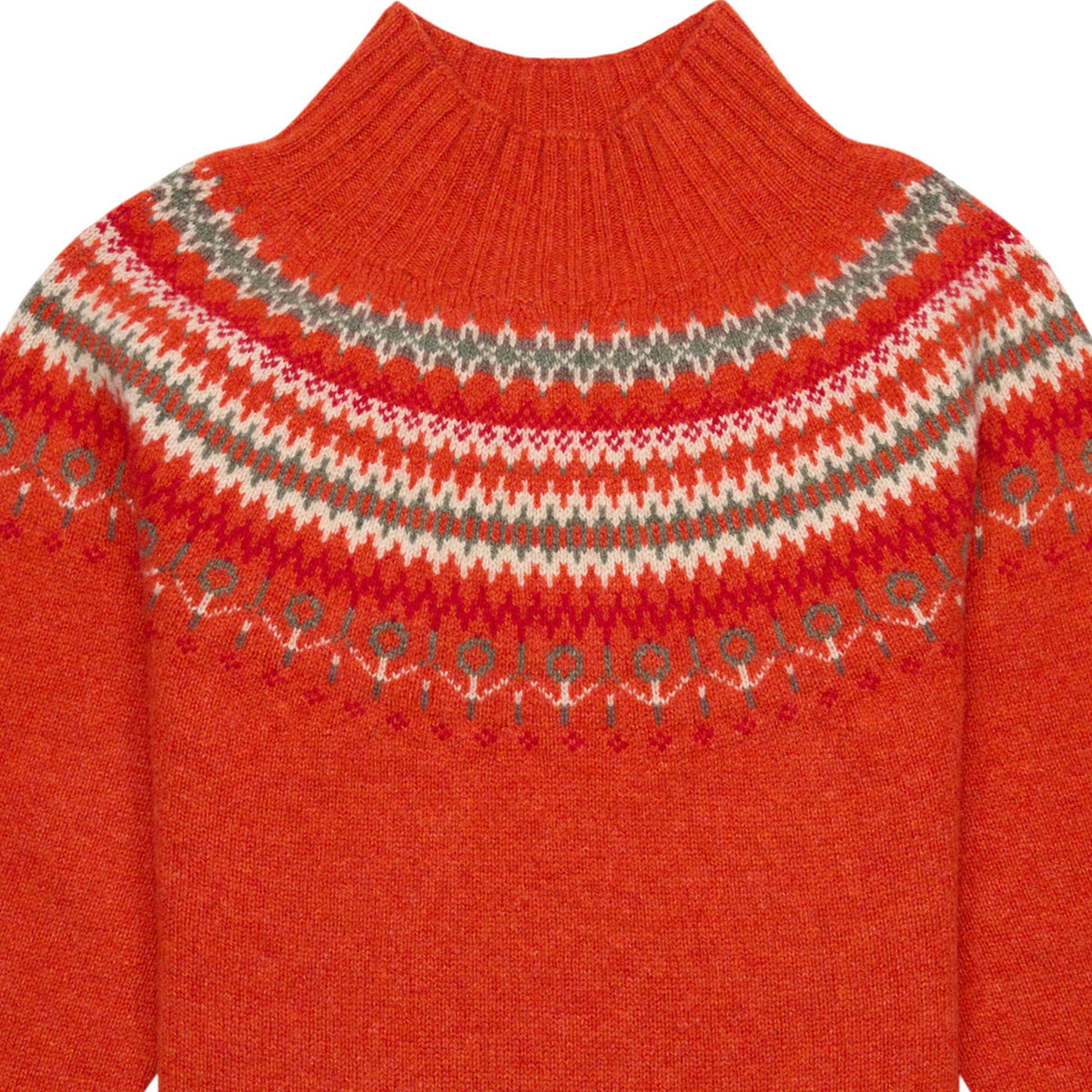 Rust Red Mock Turtle Fairisle Sweater