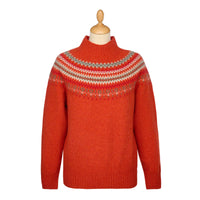 Rust Red Mock Turtle Fairisle Sweater