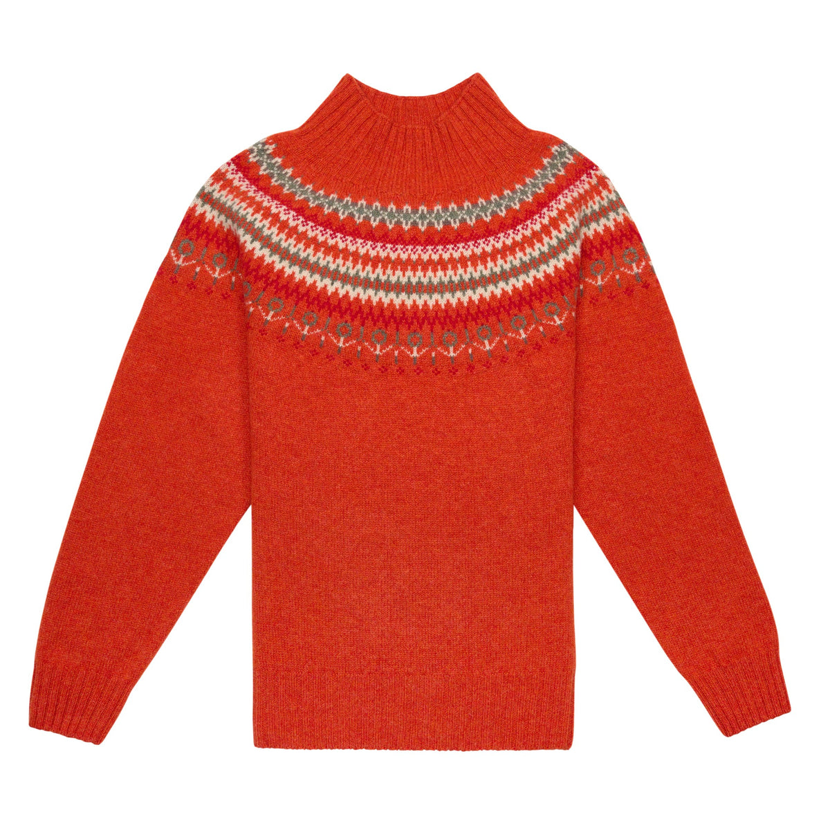Rust Red Mock Turtle Fairisle Sweater
