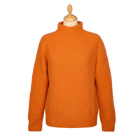 Orange Moss Stitch Turtle Pullover