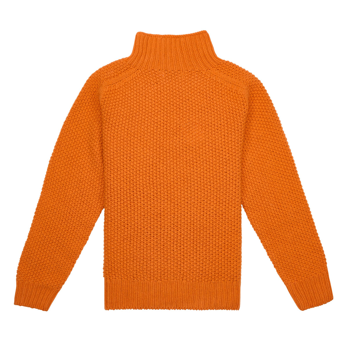 Orange Moss Stitch Turtle Pullover