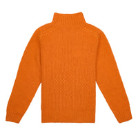 Orange Moss Stitch Turtle Pullover