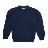 Navy Mohair Ribbed Crewneck