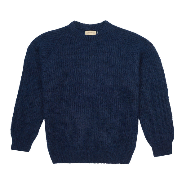 Navy Mohair Ribbed Crewneck