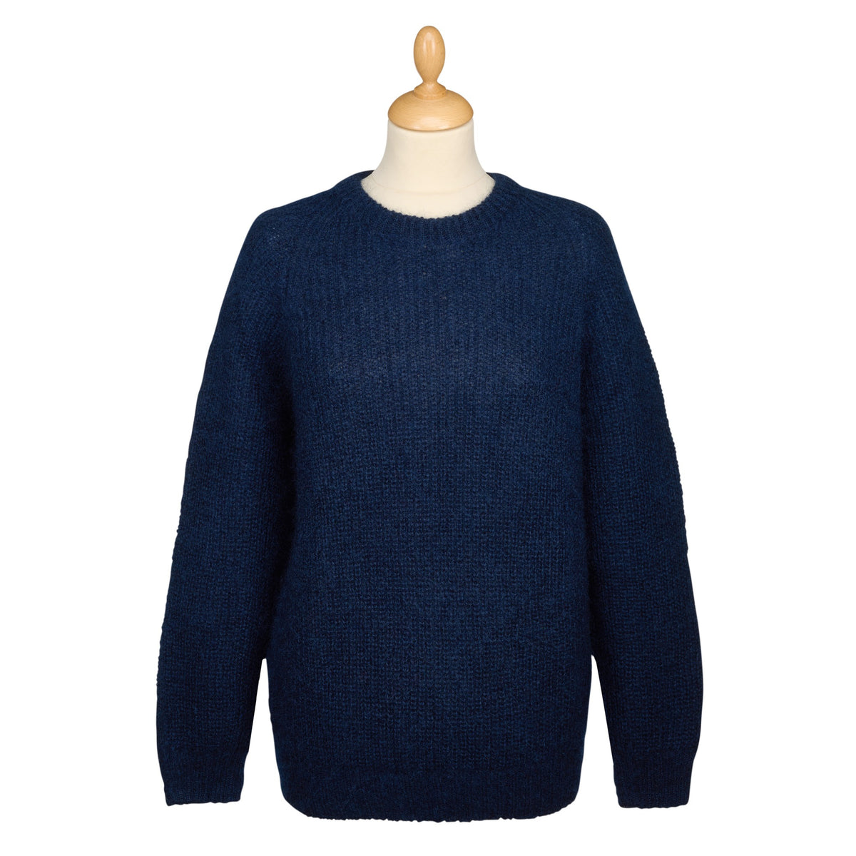 Navy Mohair Ribbed Crewneck
