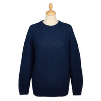 Navy Mohair Ribbed Crewneck
