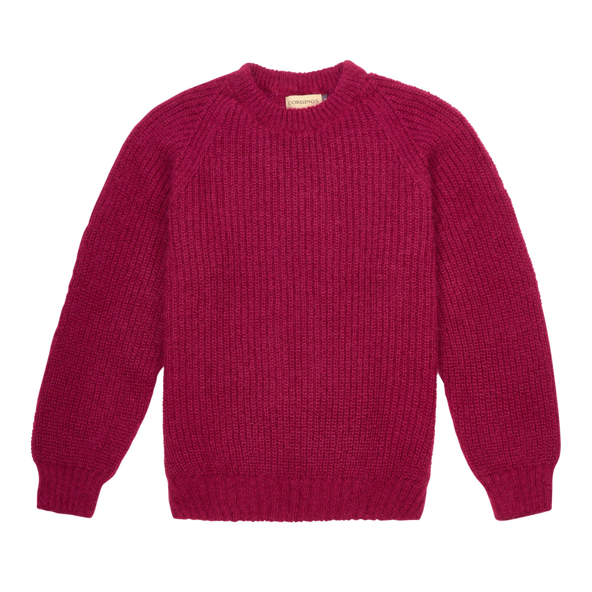 Raspberry Mohair Ribbed Crewneck