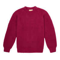 Raspberry Mohair Ribbed Crewneck