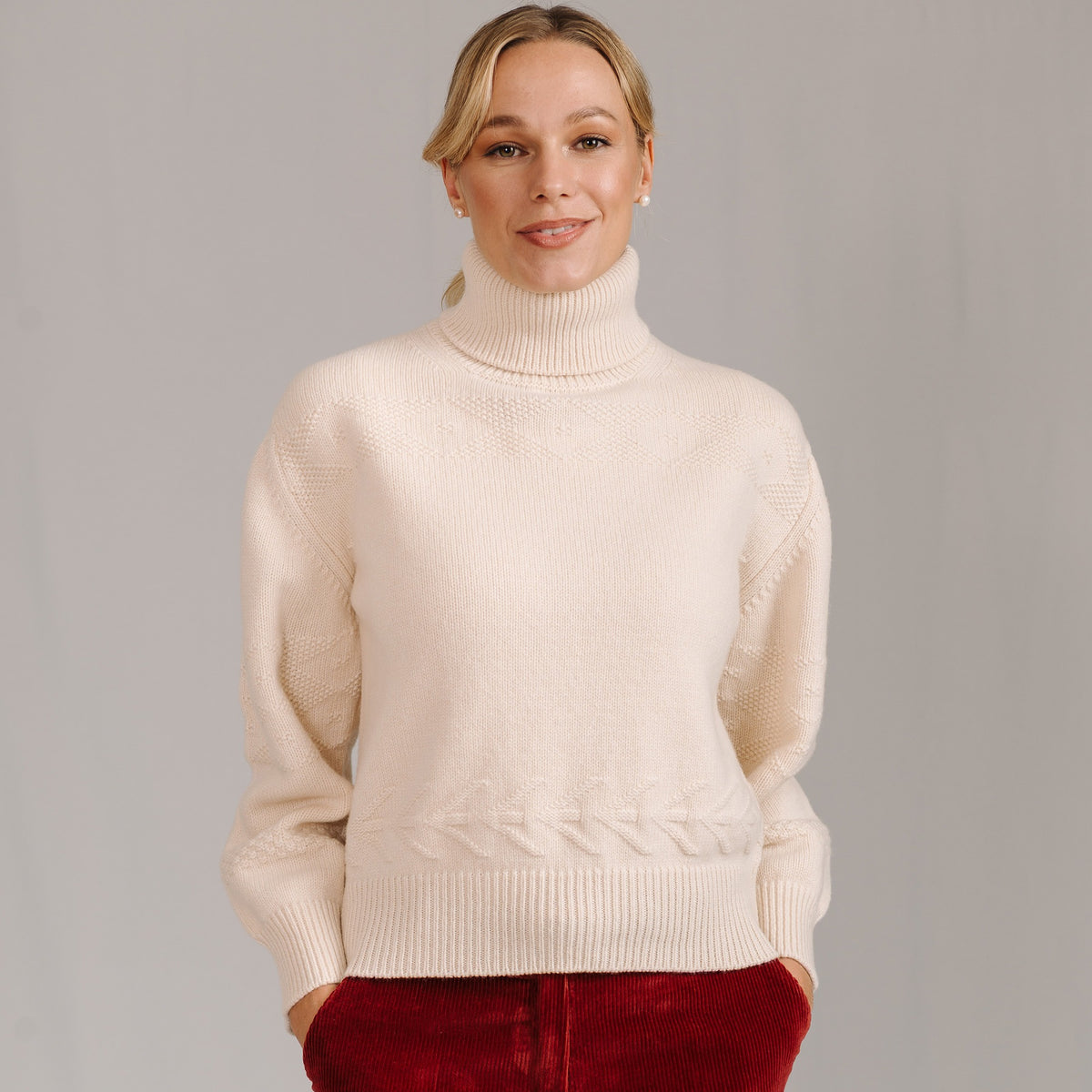 Cream Alpine Roll Neck Sweater
