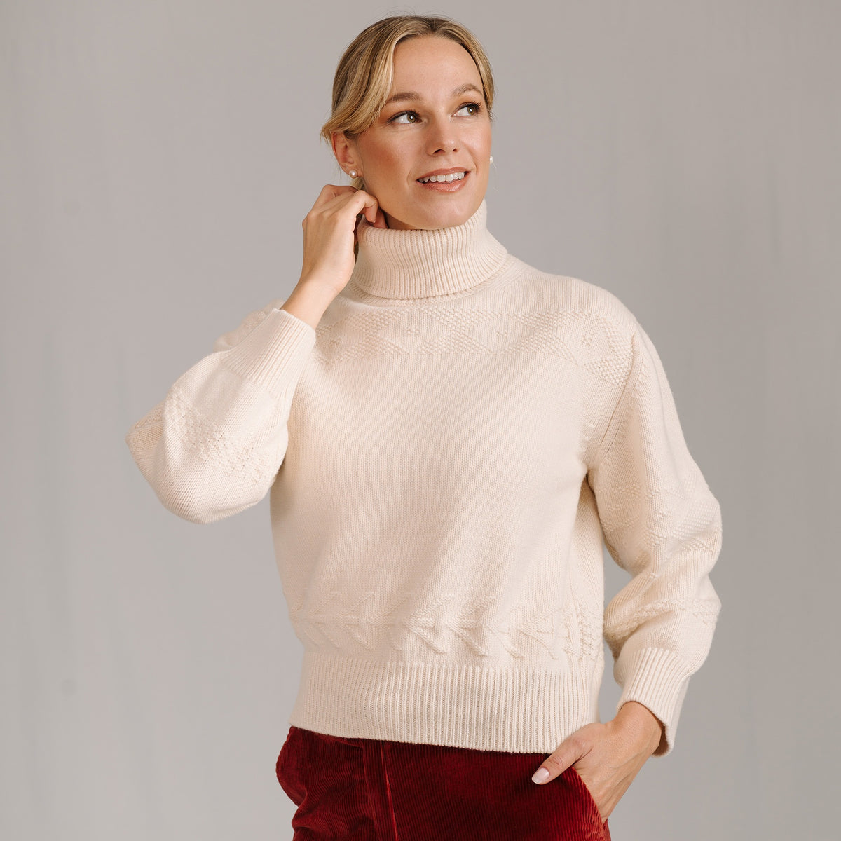 Cream Alpine Roll Neck Sweater