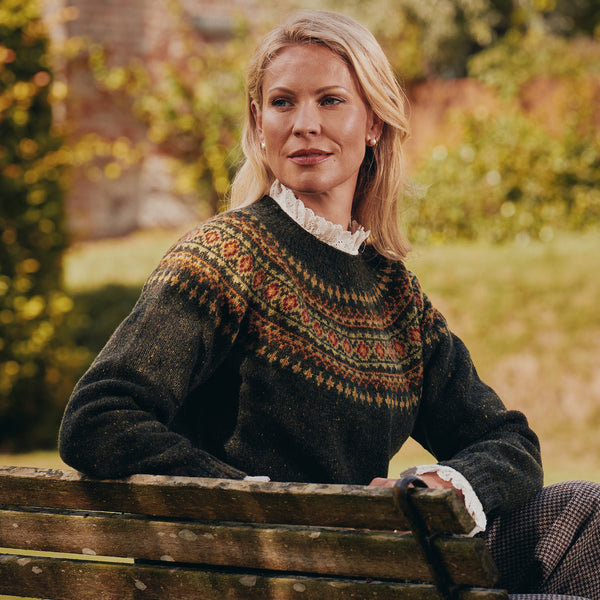Harris Donegal Diamond Fairisle Crewneck