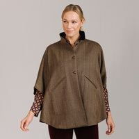 T.ba Herringbone Tweed Reversible Cape