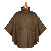 T.ba Herringbone Tweed Reversible Cape