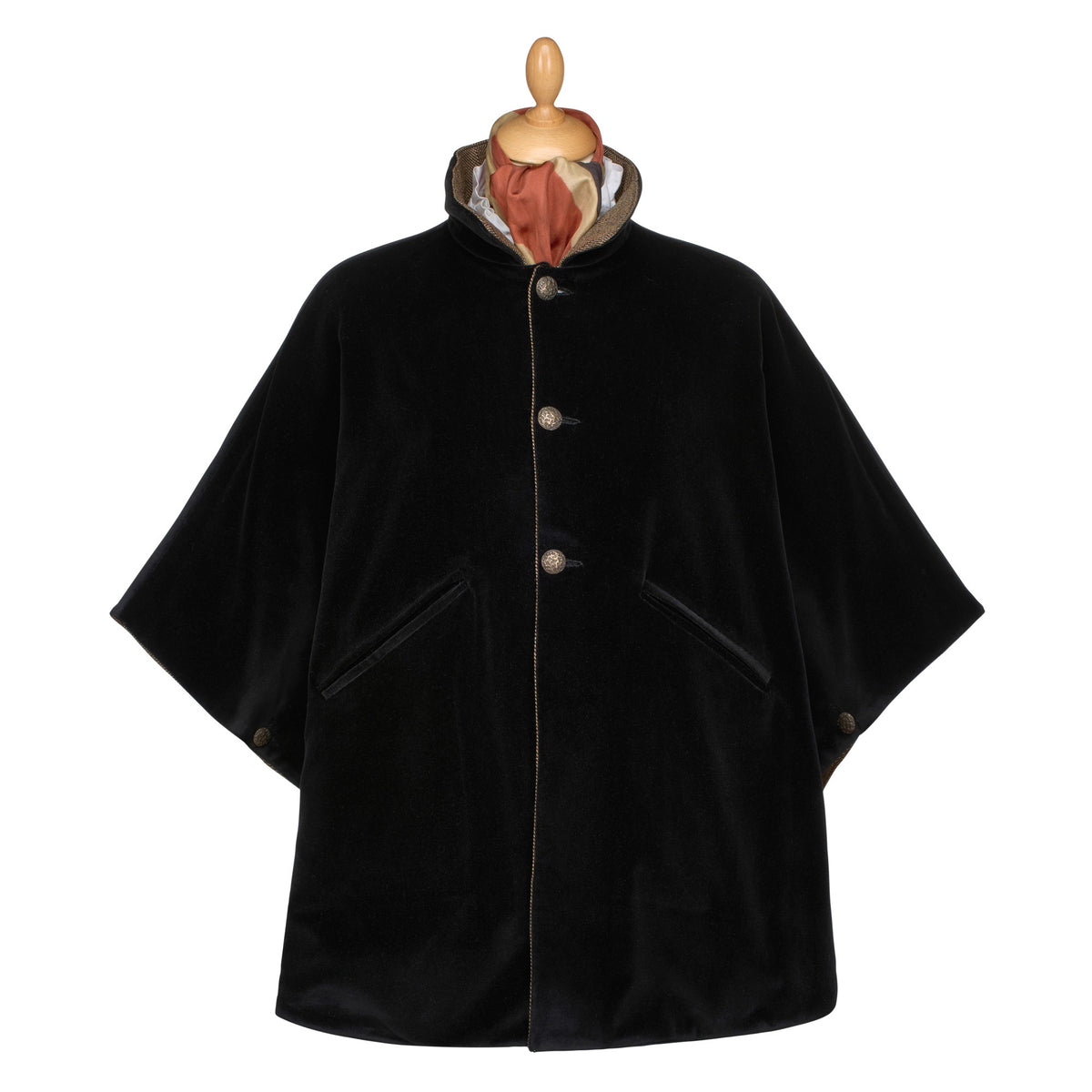 T.ba Herringbone Tweed Reversible Cape