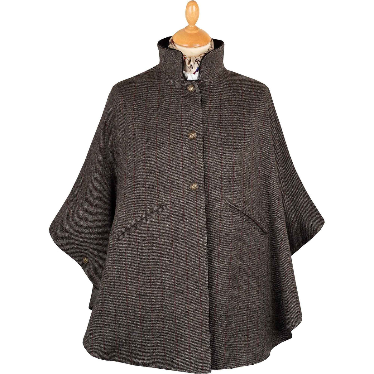 Charcoal Velvet and Tweed Reversible Cape