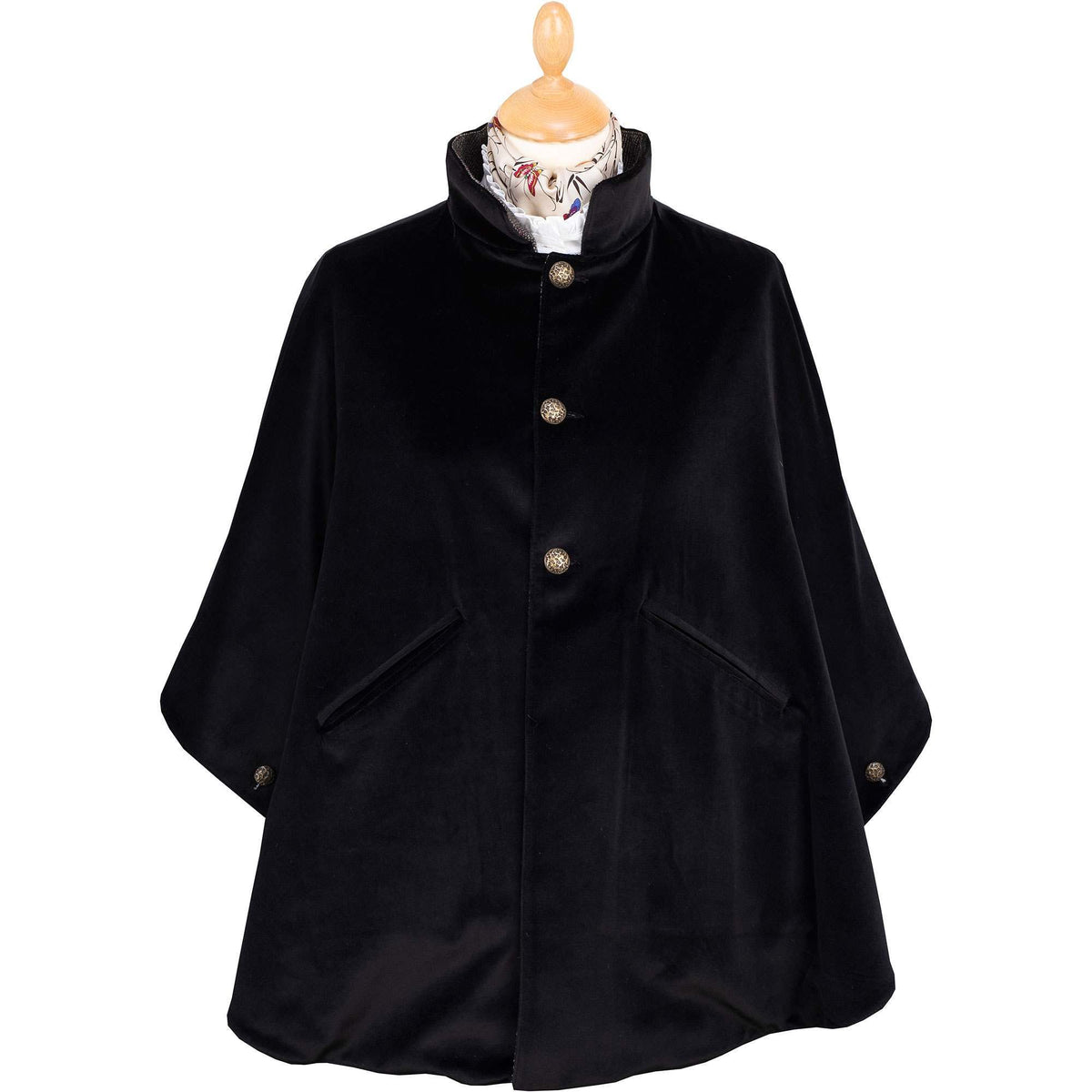 Charcoal Velvet and Tweed Reversible Cape