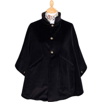 Charcoal Velvet and Tweed Reversible Cape