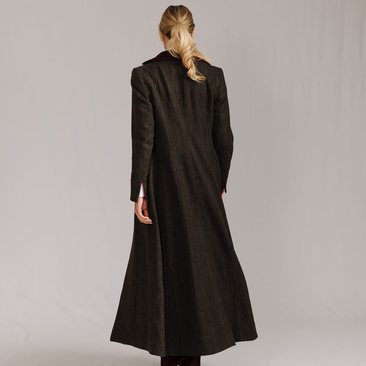 Dark Brown T.ba Long Tweed Coat