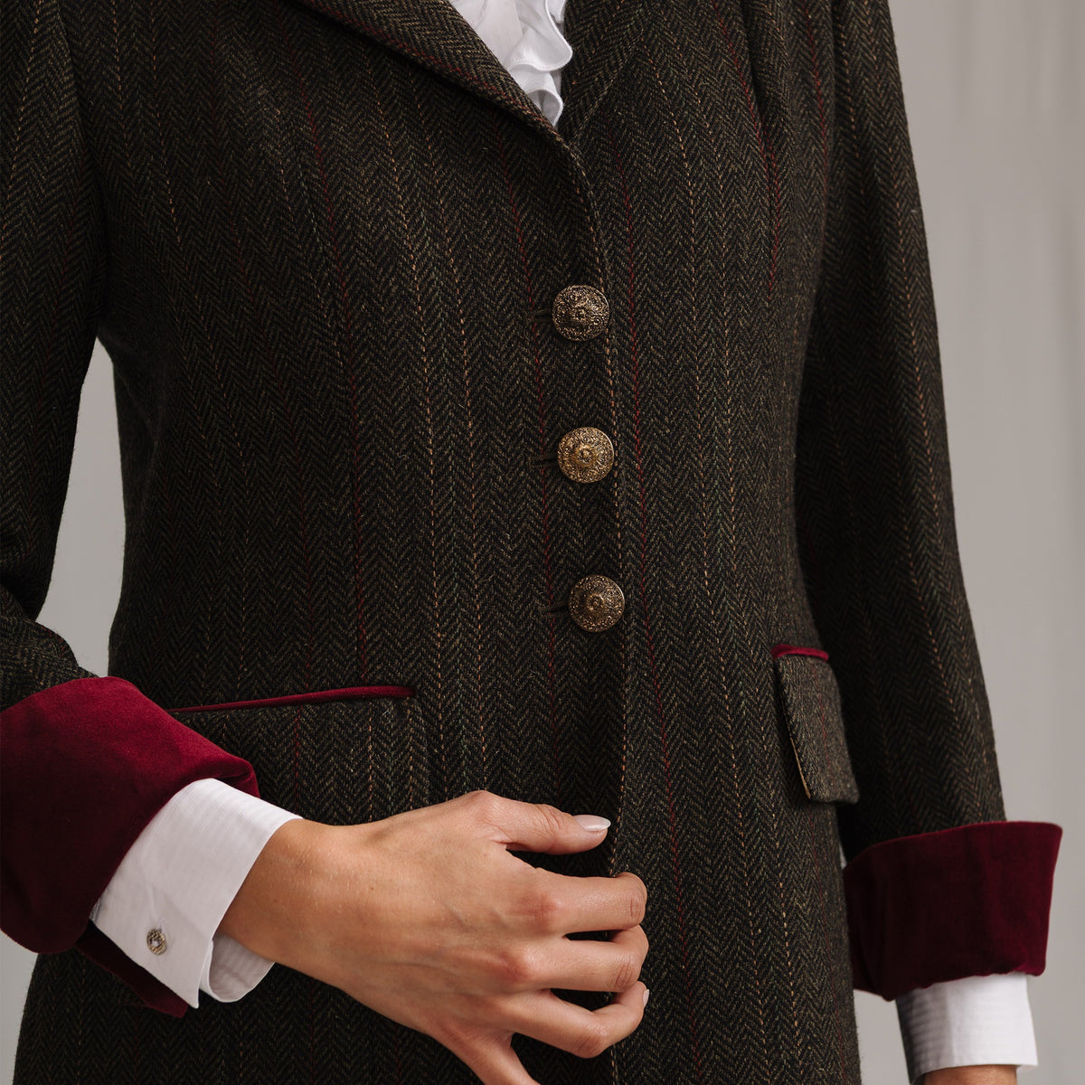 Dark Brown T.ba Long Tweed Coat