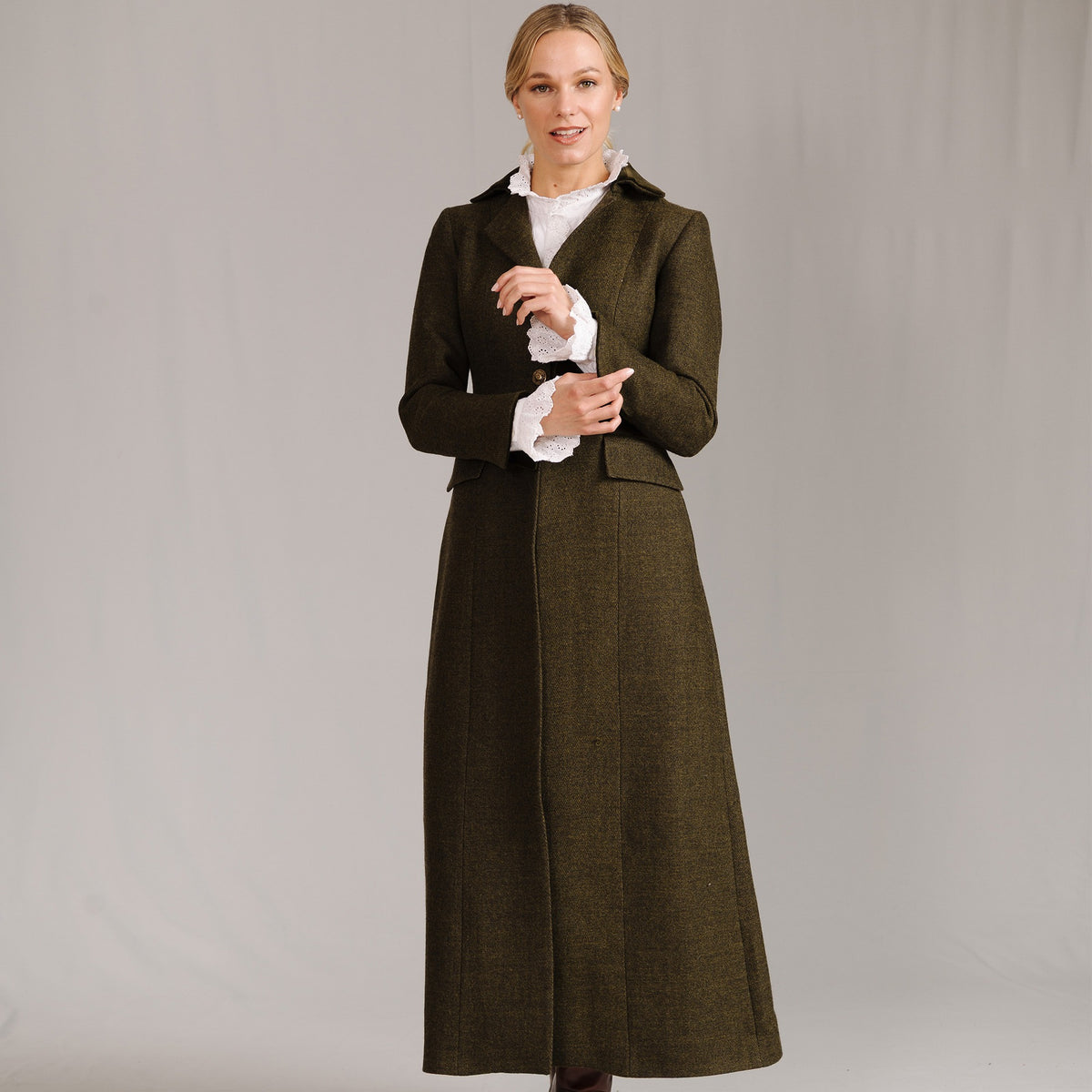 Olive Green T.ba Long Tweed Coat