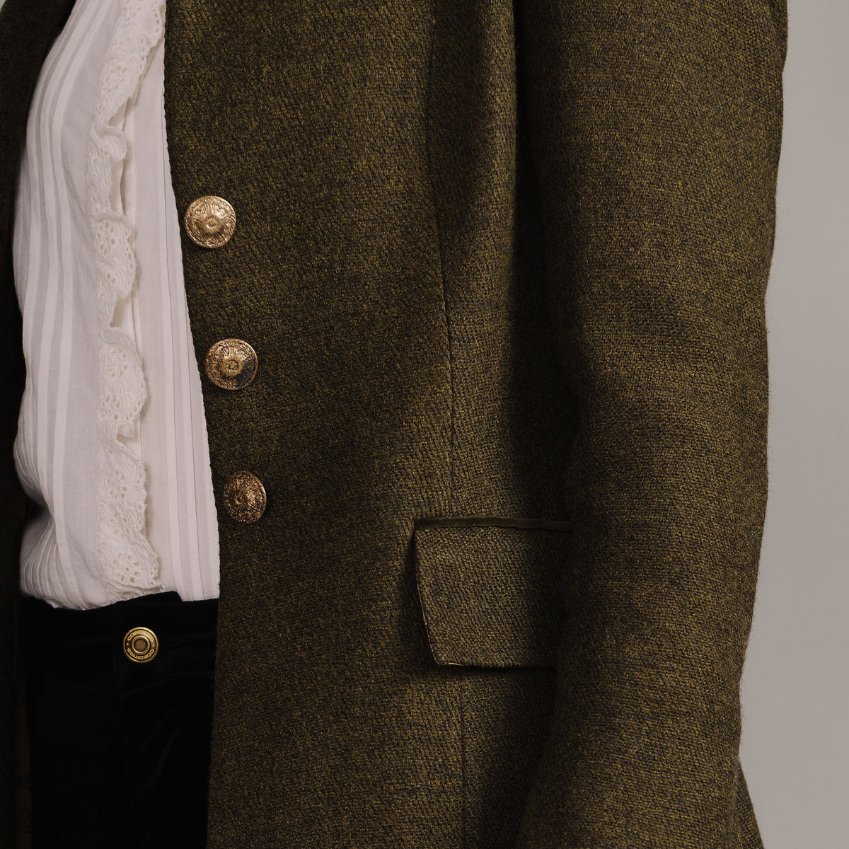 Olive Green T.ba Long Tweed Coat