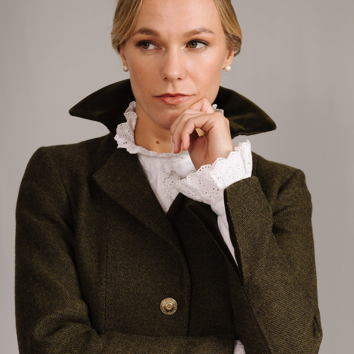 Olive Green T.ba Long Tweed Coat