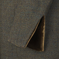 Green Long Tweed With Velvet Trim Coat