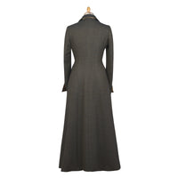 Green Long Tweed With Velvet Trim Coat