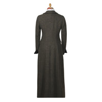 Moss Green Long Tweed With Velvet Trim Coat