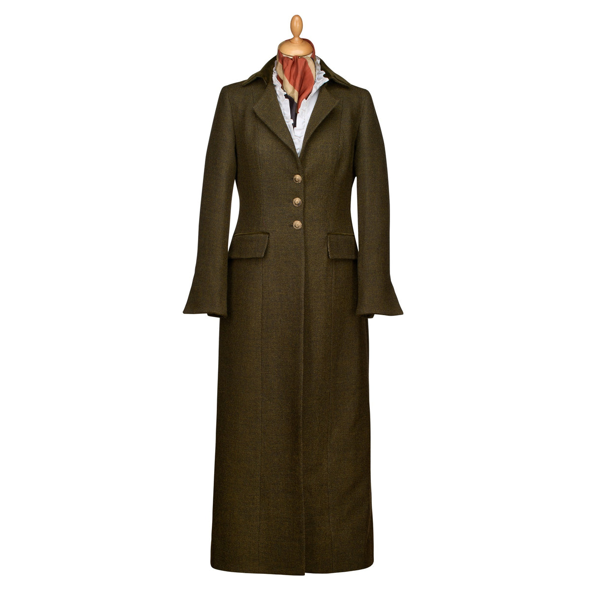 Olive Green T.ba Long Tweed Coat