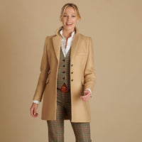 Beige Single Breasted Twill Short Coat