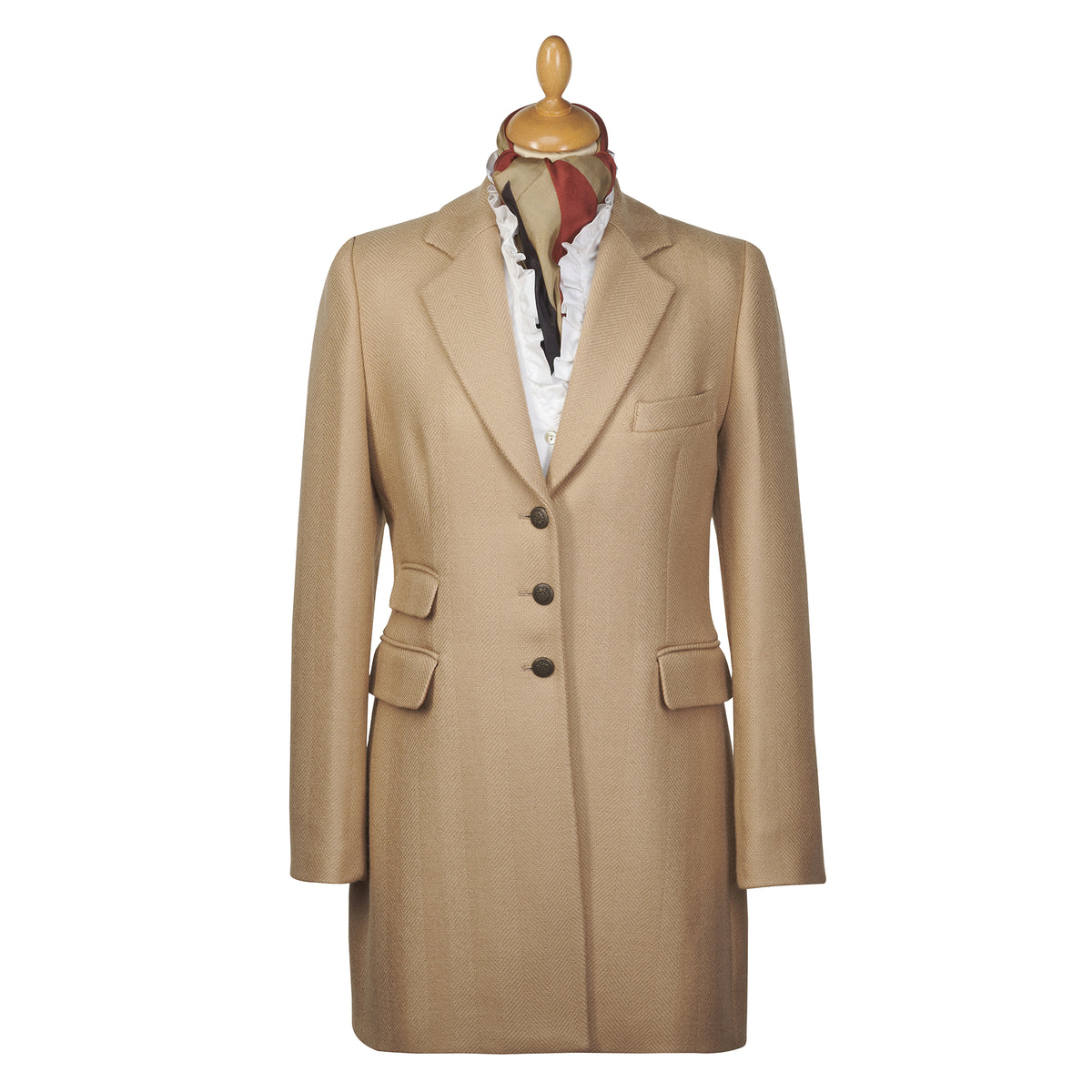 Beige Single Breasted Twill Short Coat