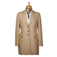 Beige Single Breasted Twill Short Coat