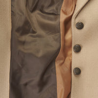 Beige Single Breasted Twill Short Coat