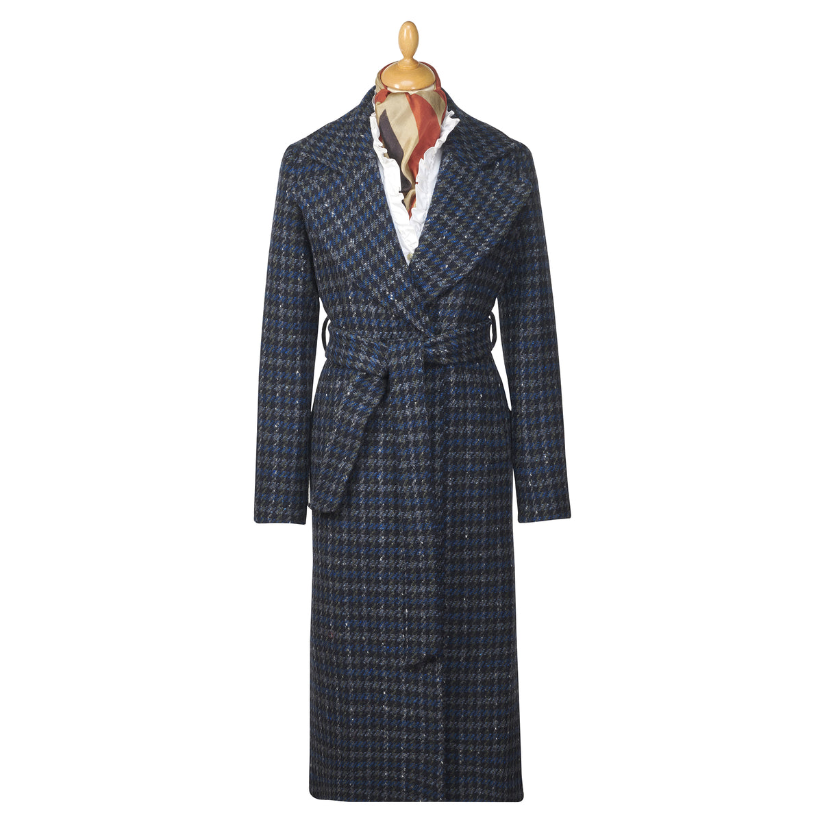 Blue Melrose Tweed Wrap Coat