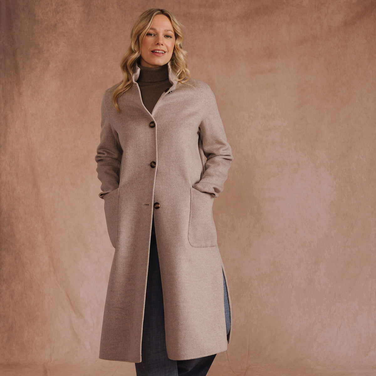 Beige Reversible Wool & Cashmere Long Coat