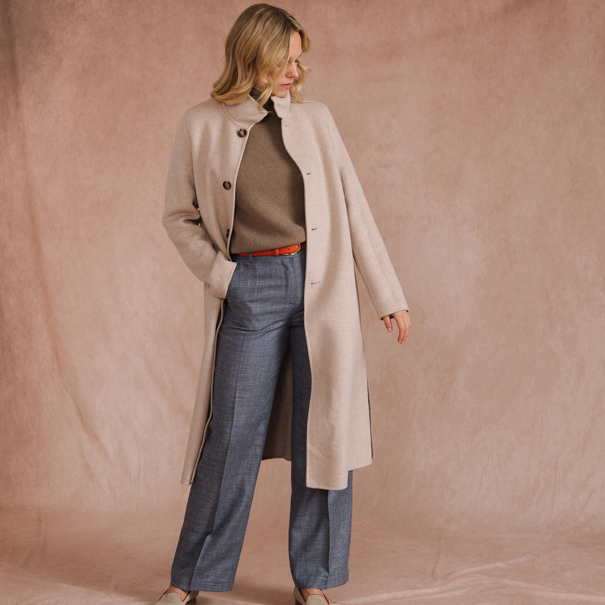 Beige Reversible Wool & Cashmere Long Coat