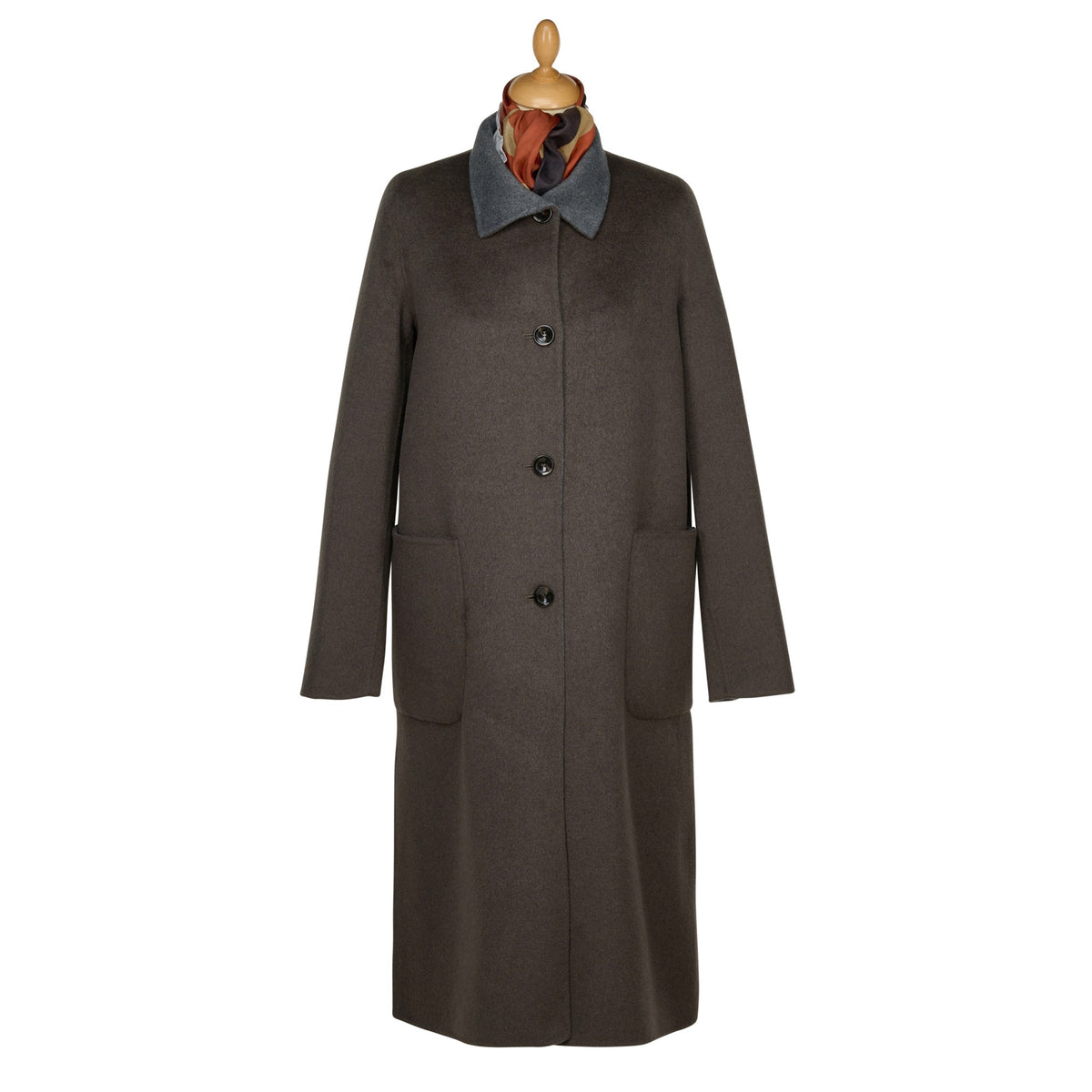 Olive Green Reversible Wool & Cashmere Long Coat