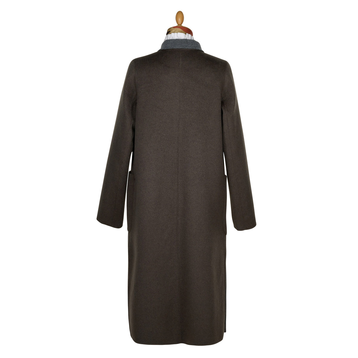 Olive Green Reversible Wool & Cashmere Long Coat